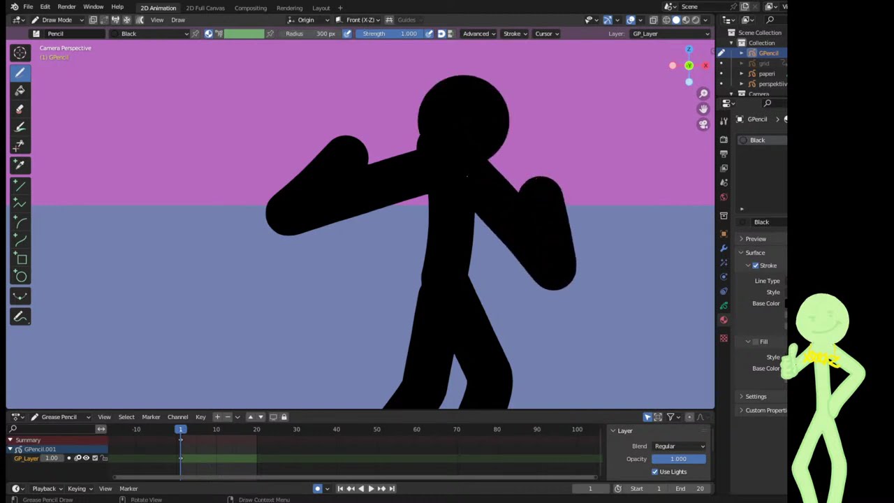 Practicing Punches/Kicks Stick Figure Animation [NoMic/NoCam]