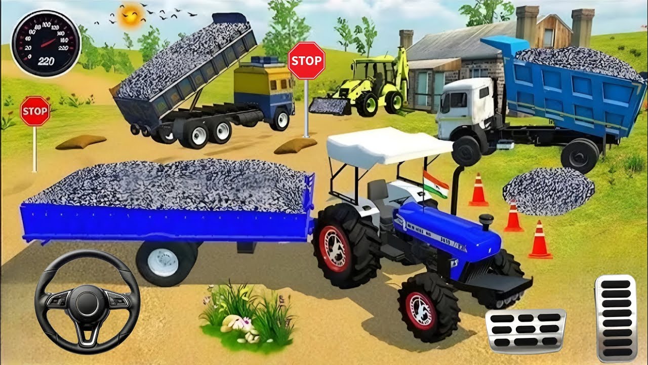 🛑Load Bori into a JCB Tractor Trolley challenge Dumper Truck and Lorry Truck Loading Bori in Game🛑