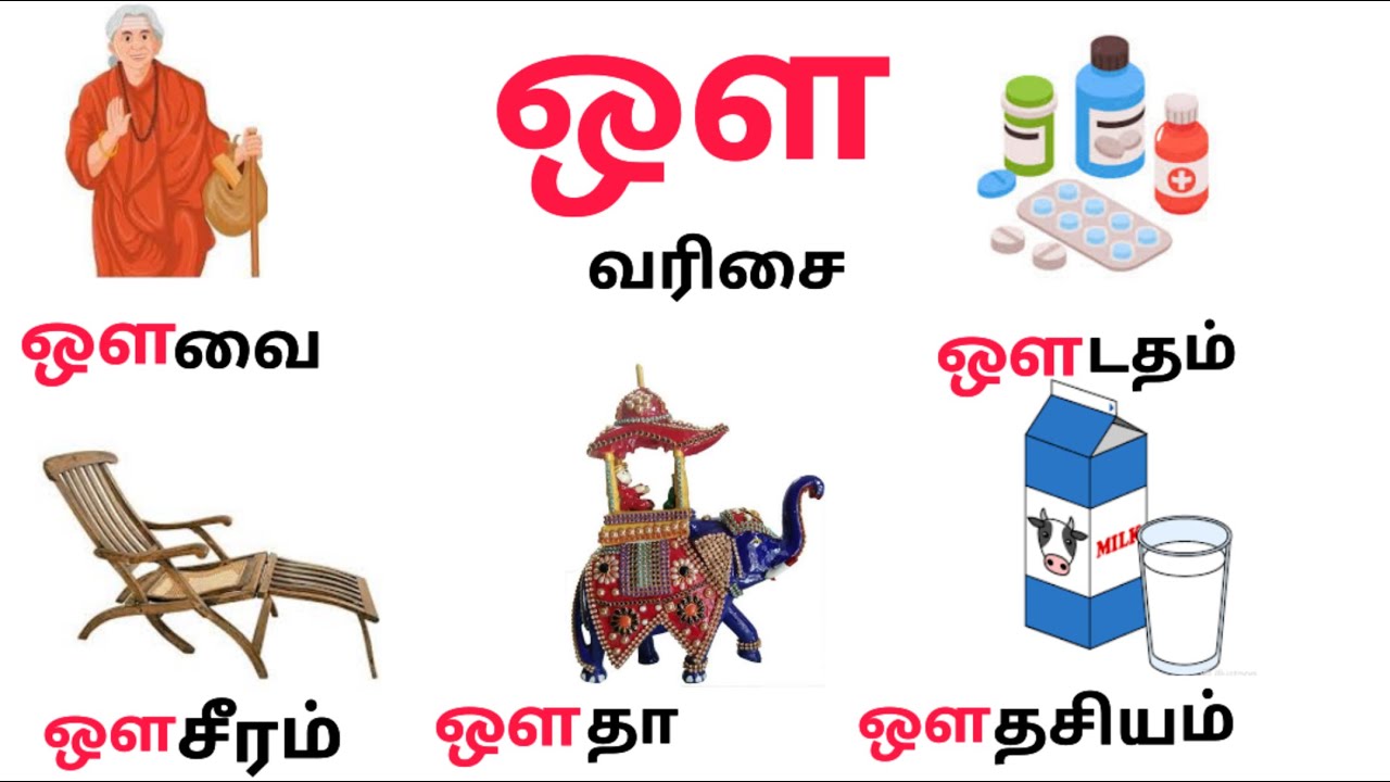 ஔ வரிசை சொற்கள் | ow Varisai Sorkkal | குழந்தைகளுக்கான அடிப்படை தமிழ் | KidsTamil