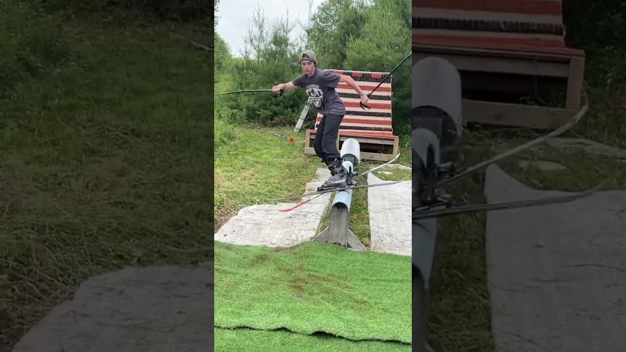 We built a way to ski in the summer ⛷️ #ski #wintersports #skis #skate #parkski