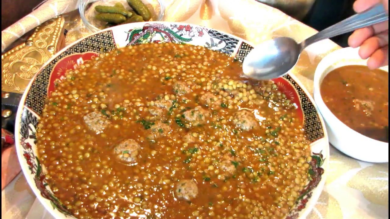تحضير العدس باللحم المفروم اي الكفتة Recette de lentilles
