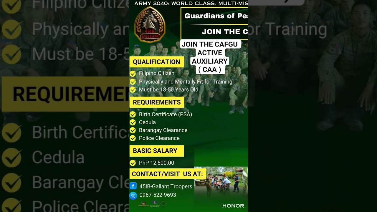 📣 𝐉𝐎𝐈𝐍 𝐓𝐇𝐄 𝐂𝐀𝐅𝐆𝐔 𝐀𝐂𝐓𝐈𝐕𝐄 𝐀𝐔𝐗𝐈𝐋𝐈𝐀𝐑𝐘 (𝐂𝐀𝐀)! #philarmy  #afp #army #philippinearmy
