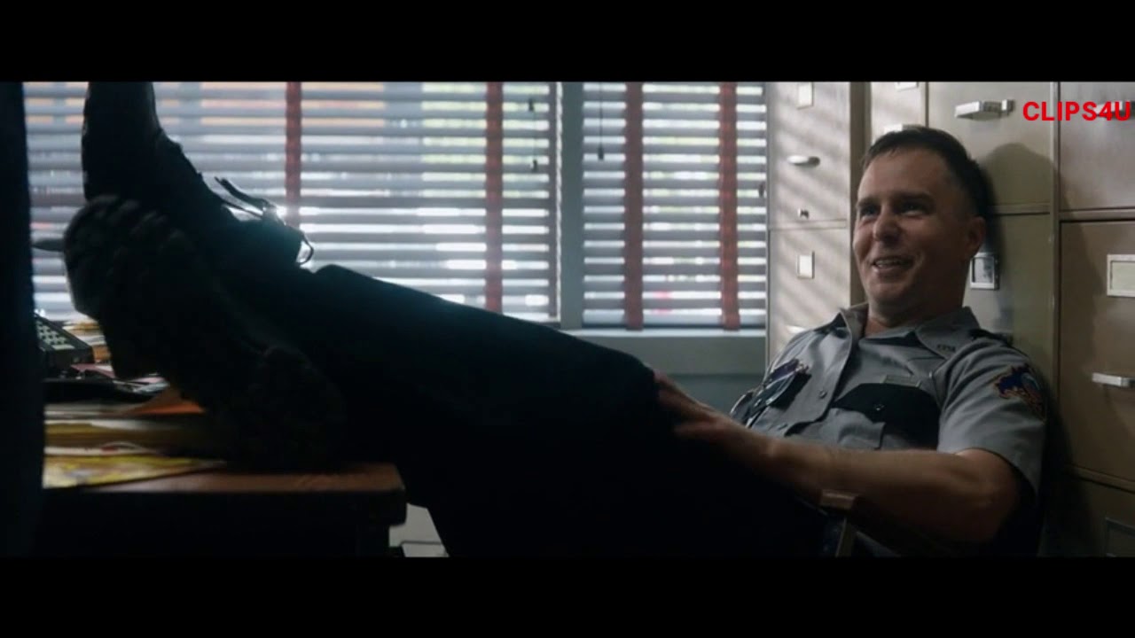 HAND ME YOUR GUN AND YOUR BADGE SCENE |  Three Billboards Outside Ebbing, Missouri 2017