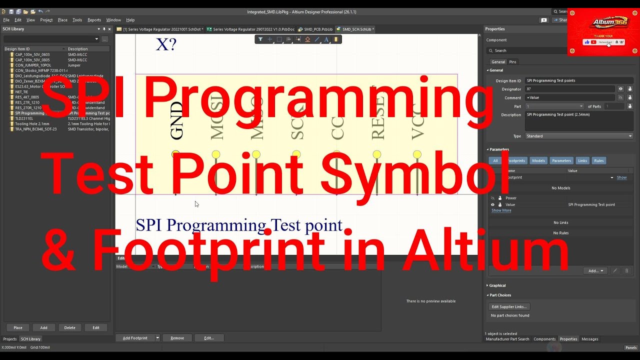 Altium Designer Tutorial 50:: How to Create SPI Programming Test Point Symbol & Footprint in Altium