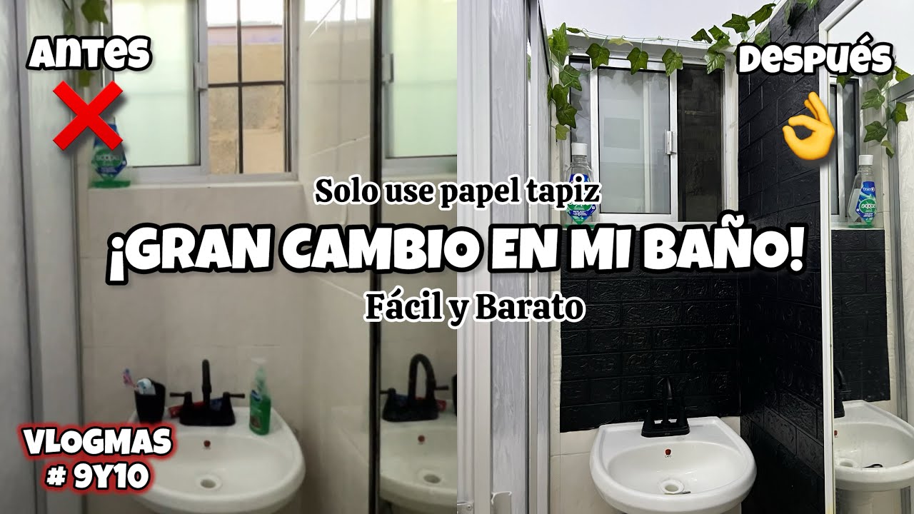 TRANSFORMÉ mi baño de INFONAVIT ✅ con papel tapiz 😱✨ | Fácil y barato🤑| VLOGMAS #9y10