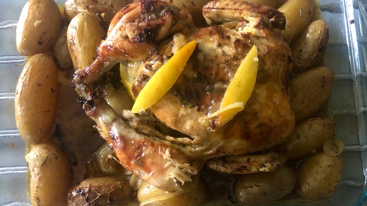 Poulet rôti au four / دجاج مشوي  في الفرن بالاعشاب المنسمة 👌👌
