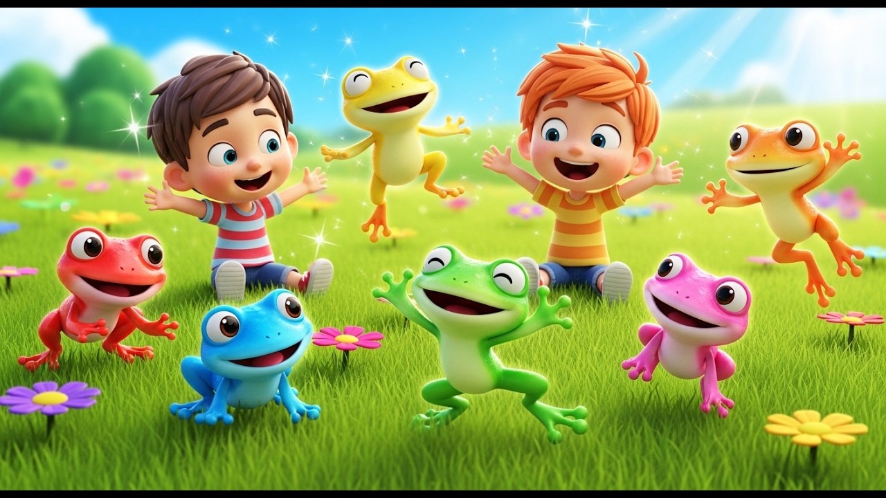 Six grenouilles en plastique sautent, saut saut saut | Chanson d'éveil pour enfants