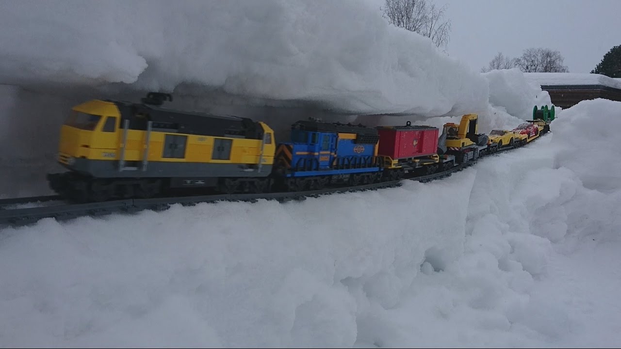 Lego trains and snow