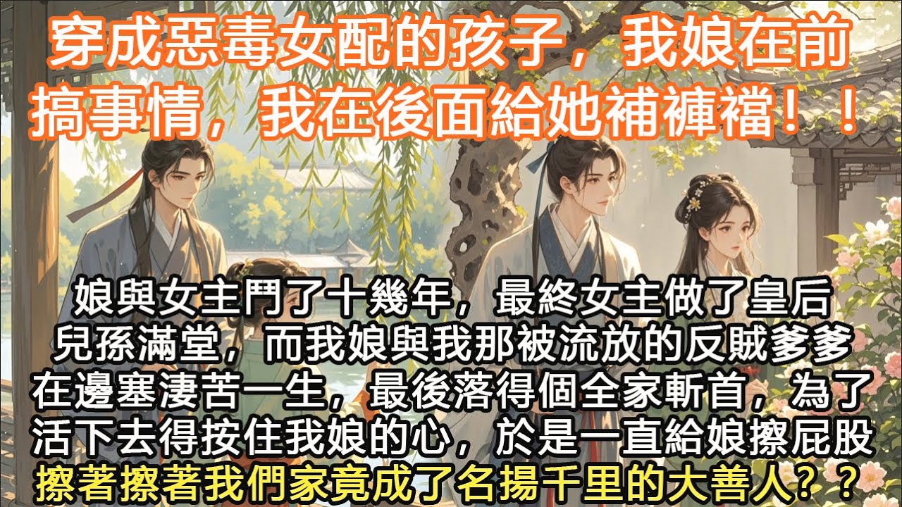 完結超好看穿越甜文：穿成惡毒女配的孩子，我娘在前搞事情，我在後面給她補褲襠！！娘與女主鬥了十幾年，最終女主做了皇后兒孫滿堂，而我娘與我那被流放的反賊爹爹在邊塞淒苦一生，最後落得個全家斬首，為了活下去得