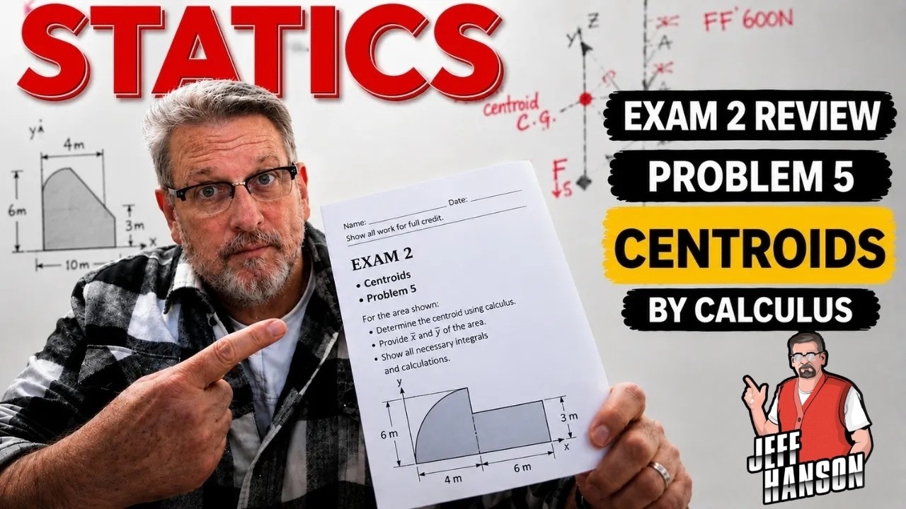 Statics: Exam 2 Review Problem 5, Centroid by Calculus