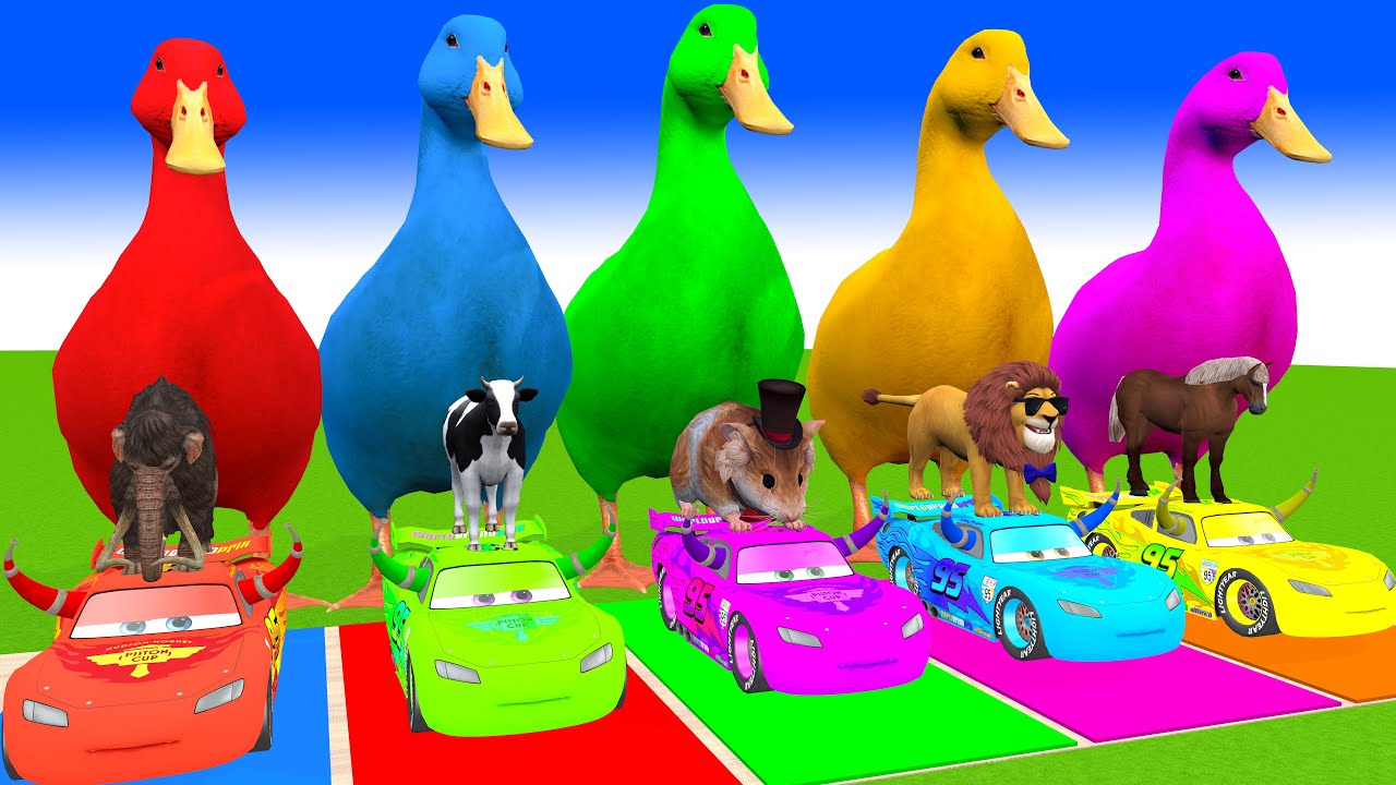 Long Slide Game With Cow Elephant Gorilla Hippopotamus Tiger 3d Animal Game Funny 3d Animals