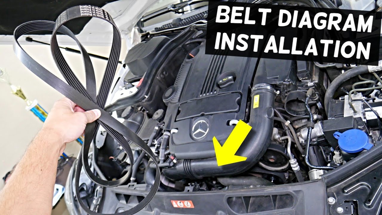 SERPENTINE BELT DIAGRAM INSTALLATION MERCEDES C250 C200 C180 E250 E200 SLK200 SLK250