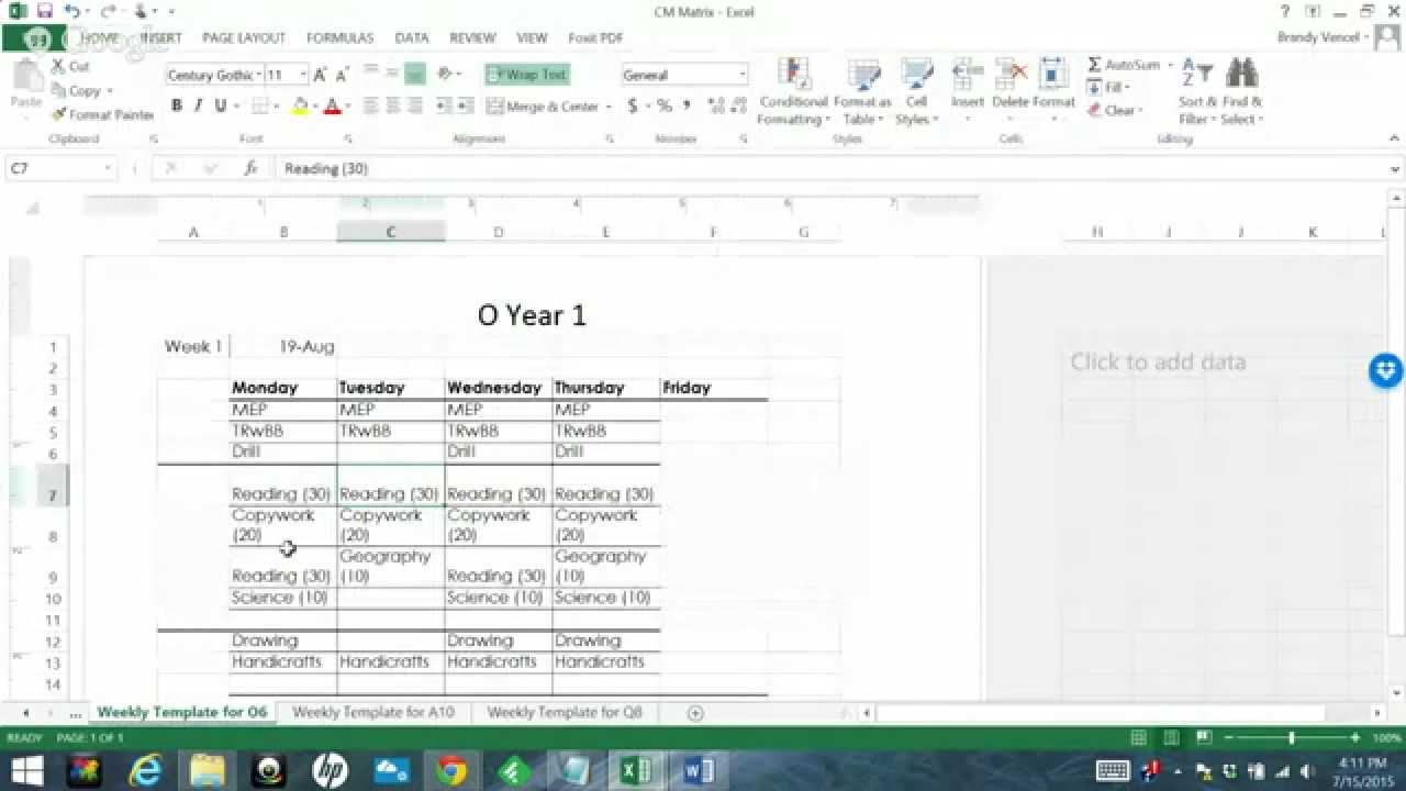 How to Create a Year 1 Weekly Schedule