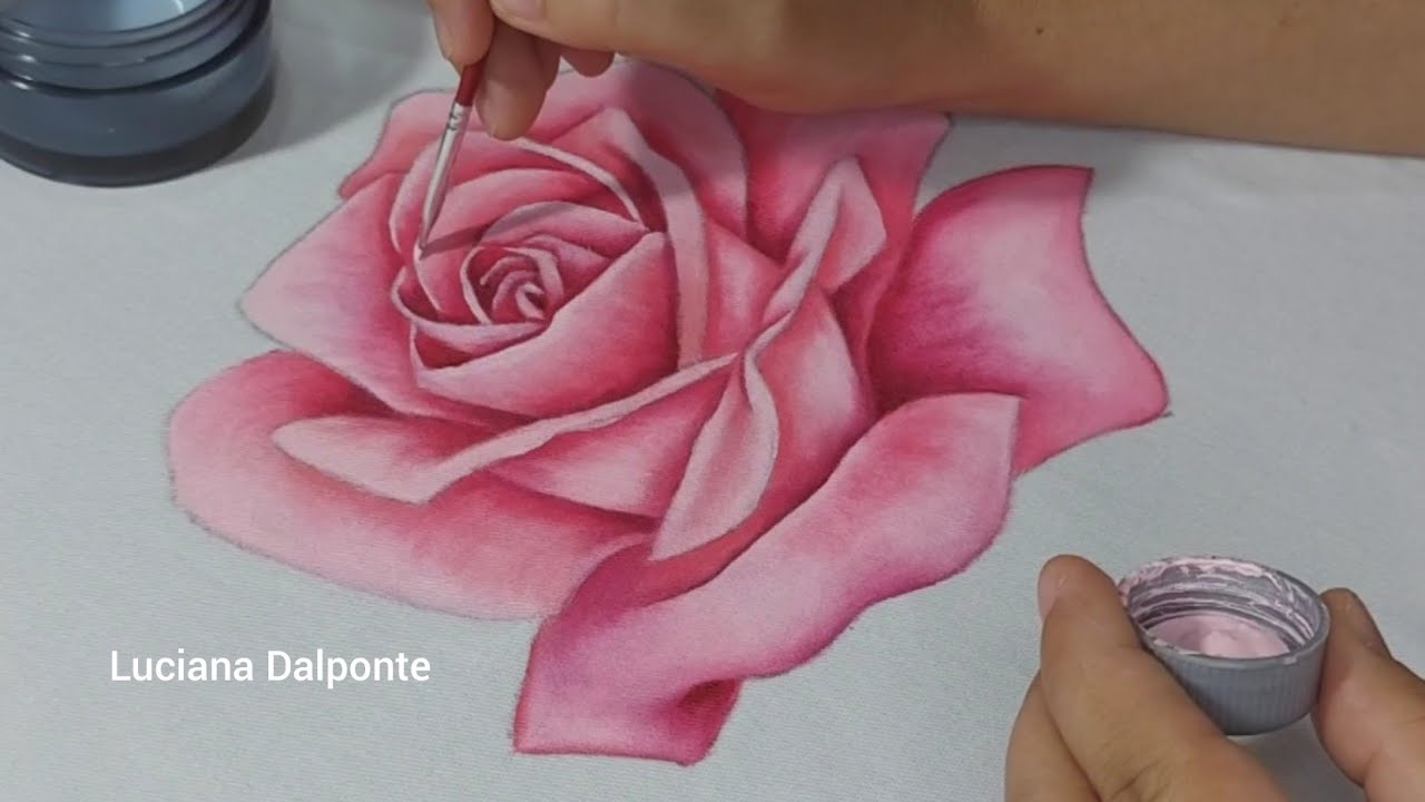 Como Pintar Rosa Realista. Pintura em Tecido. Luciana Dalponte