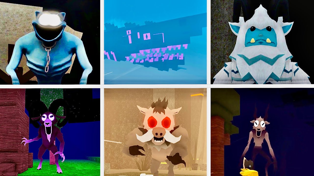 99 Nights in the Forest - WEREWOLF VS BOAR VS Leviathan VS WILDWEST GOAT VS  YETI Jumpscare