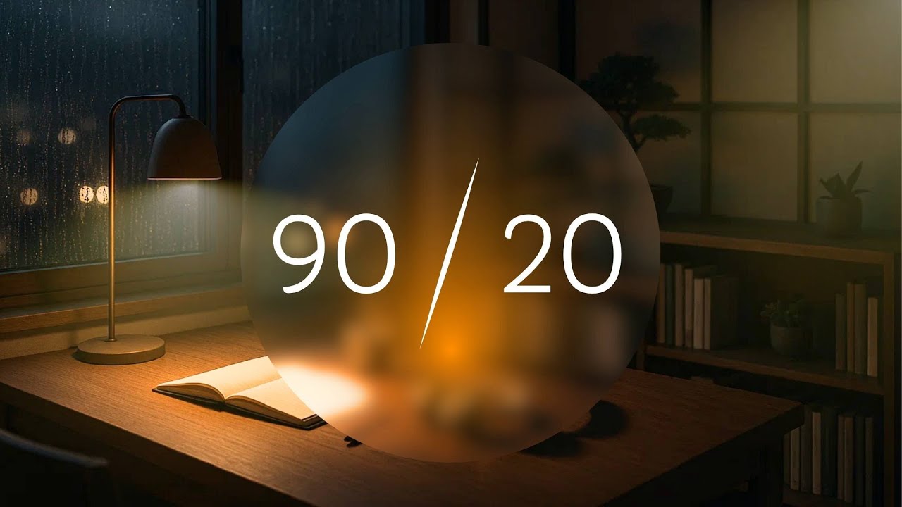 ディープワークタイマー｜60+30集中×2セット｜3時間ループ｜雨音と夜の書斎｜TOEIC・TCC・創作作業にも最適