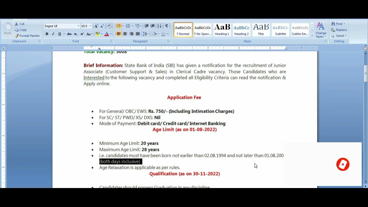 SBI CLERK RECRUITMENT 2022 । N VARIETIES ।