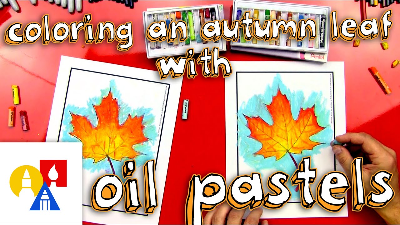 Coloring An Autumn Leaf With Oil Pastels