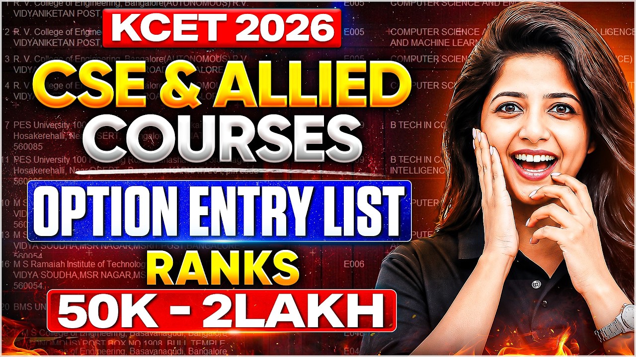 NEW CUTOFF 🚨KCET Best CSE & Allied Colleges for 50k&ndash;2 Lakh Rank|Option Entry Guide|Jasmine mam