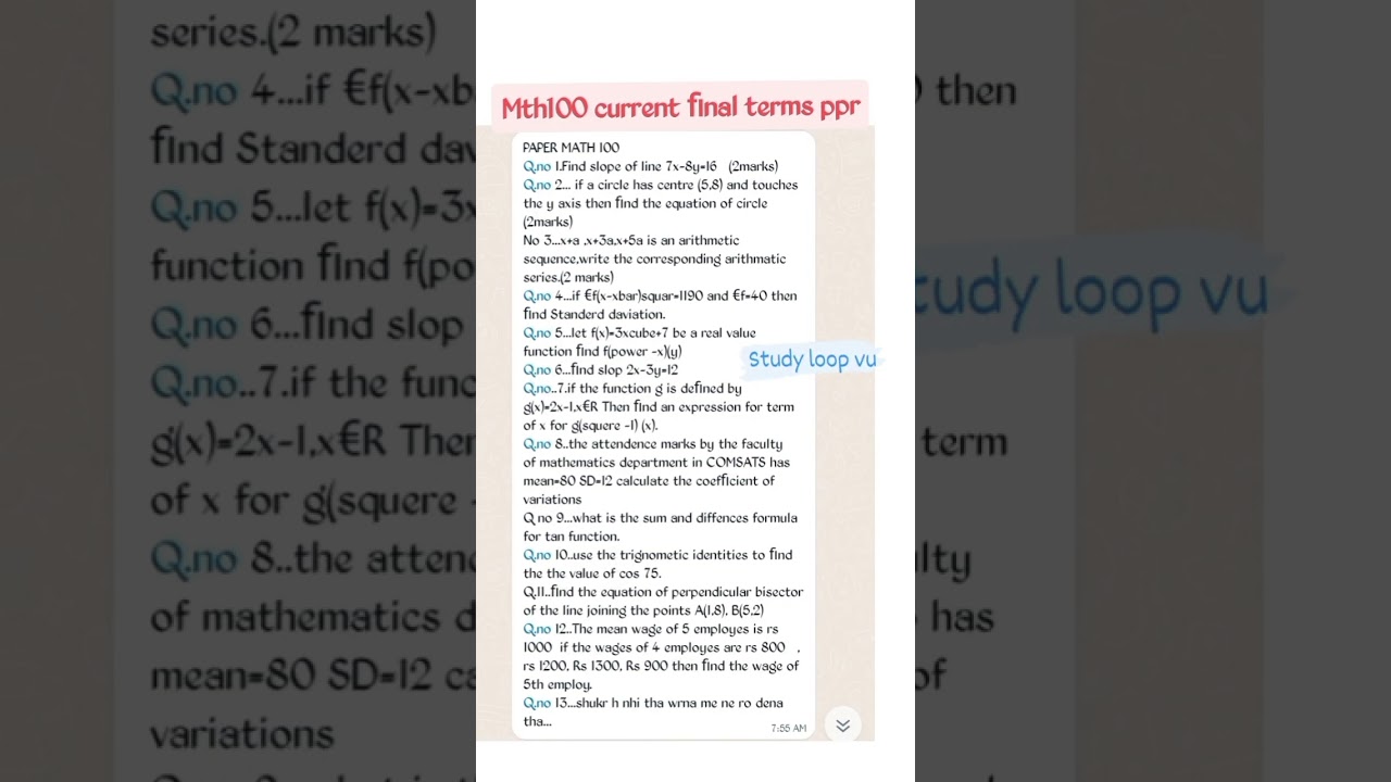 mth100 current final terms ppr #vu #studyloop #2023 #finalterm #spring #exam #virtualuniversity