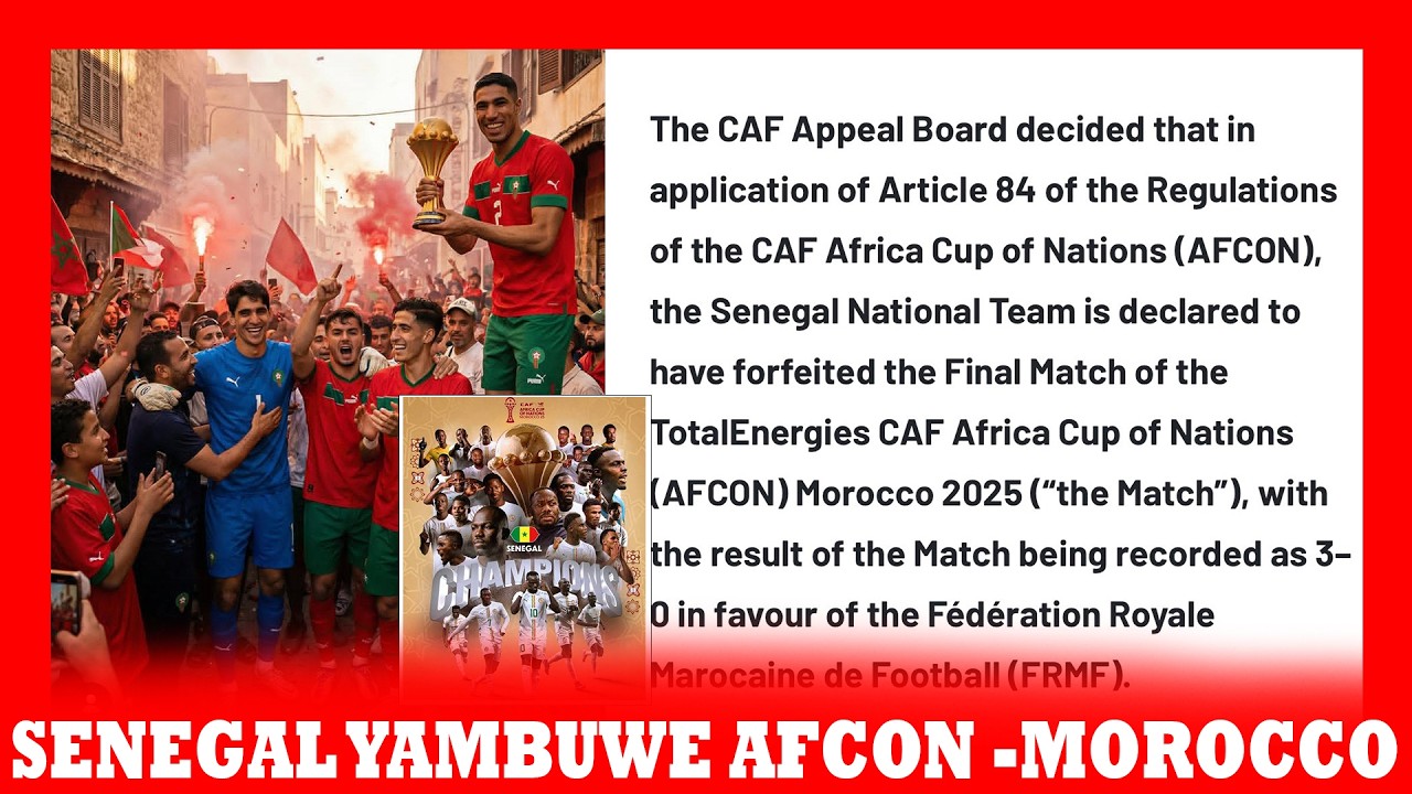 CAF IHAYE MAROC AFCON NYUMA YO KUMVA UBUJURIRE BWA FEDERASIYO YA MAROCCO UBUTABERA CYANGWA POLITIKI