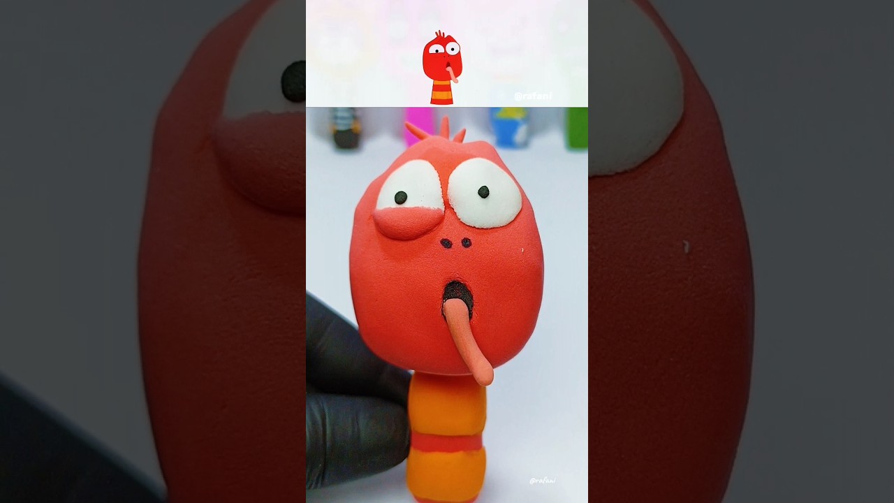 making sprunki OC Red Larva with clay #sprunki #incredibox #shorts #clayart