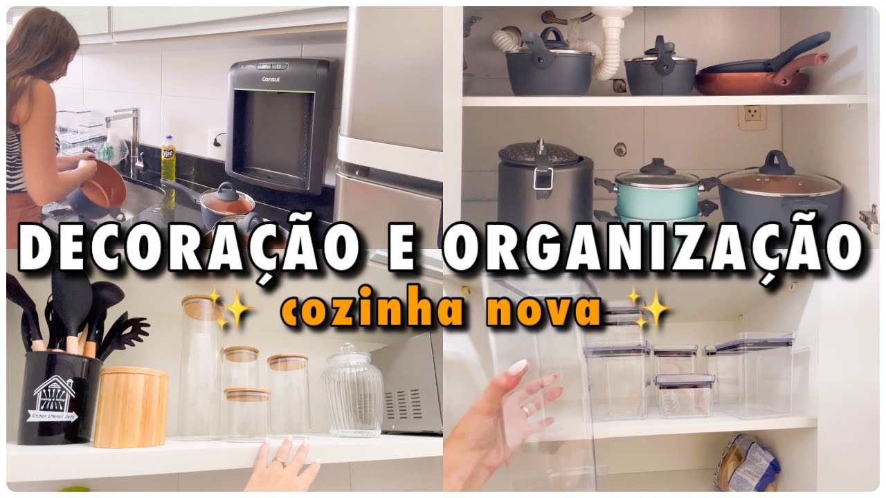 ORGANIZAÇÃO E DECORAÇÃO DA COZINHA NOVA ✨ | FICOU MUITO LINDO! 😍