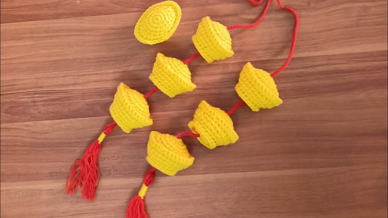Hướng dẫn móc dây treo thỏi vàng trang trí Tết 💰Crochet Gold ingoing