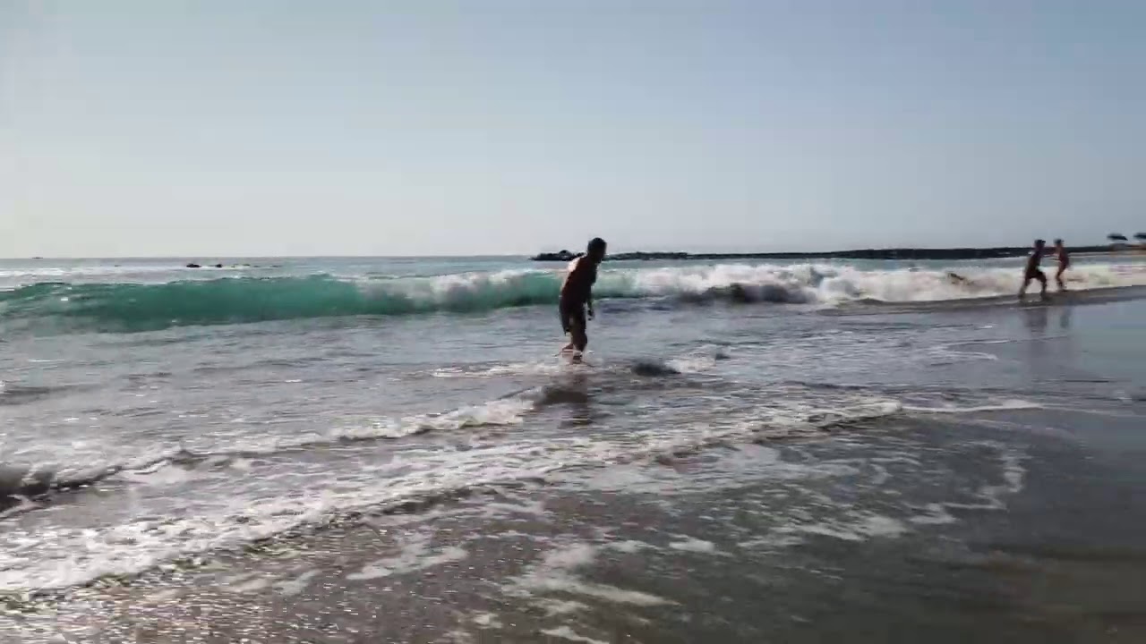 Playa del Duque beach in Costa Adeje - Tenerife. Walking tour at the end of October, weekdays, today