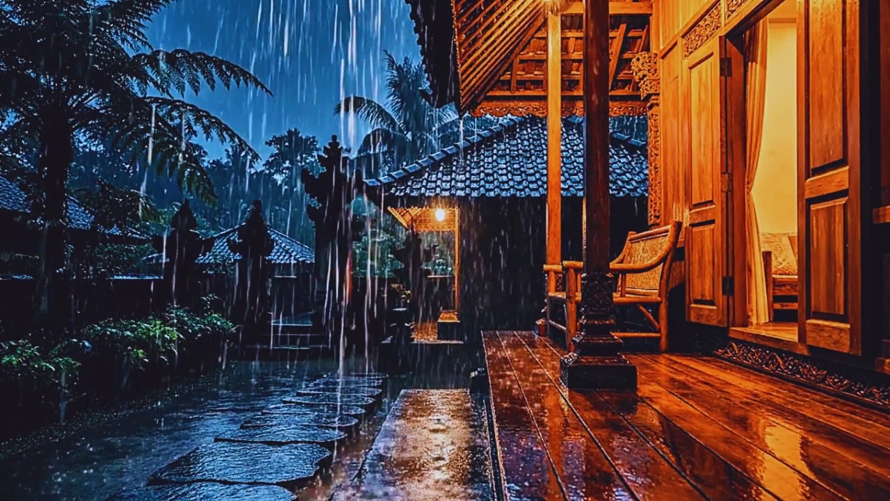 Peaceful Night Rain at Traditional Village House 🌧️ Cozy Rain Sounds for Deep Sleep & Relaxation
