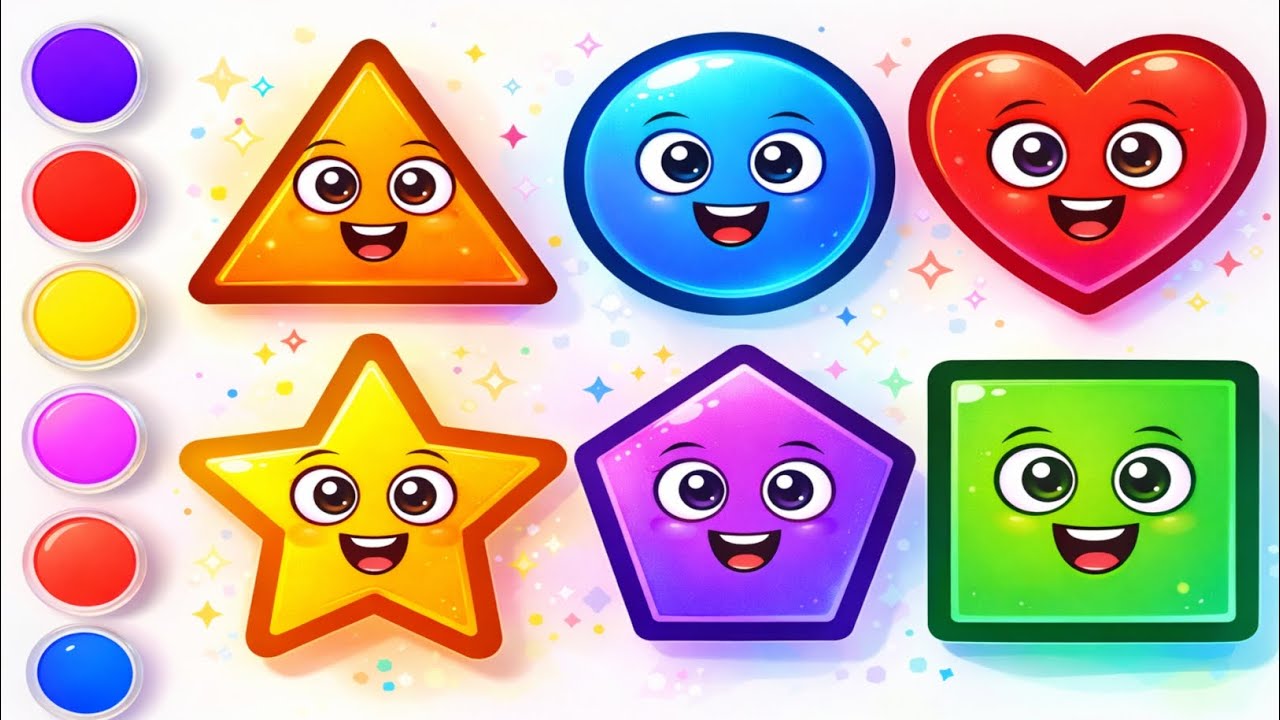 2d shapes names with colors, learn to draw and name of 2d maths shapes kids, mango maths kids
