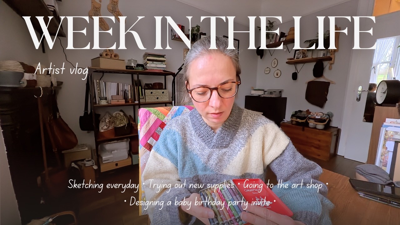 ARTIST VLOG | Week in the life · Sketching everyday, new supplies, designing a baby birthday invite