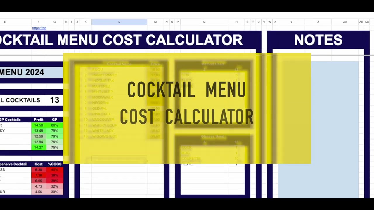 COCKTAIL MENU COST CALCULATOR