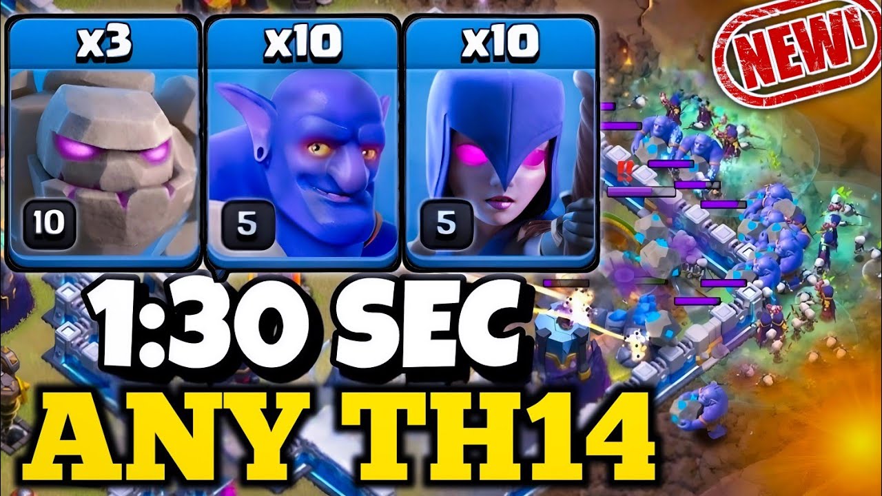 Th14 Golem Bowler Witch Attack With 10 Zap Spell | Best Th14 Attack Strategy in Clash of Clans