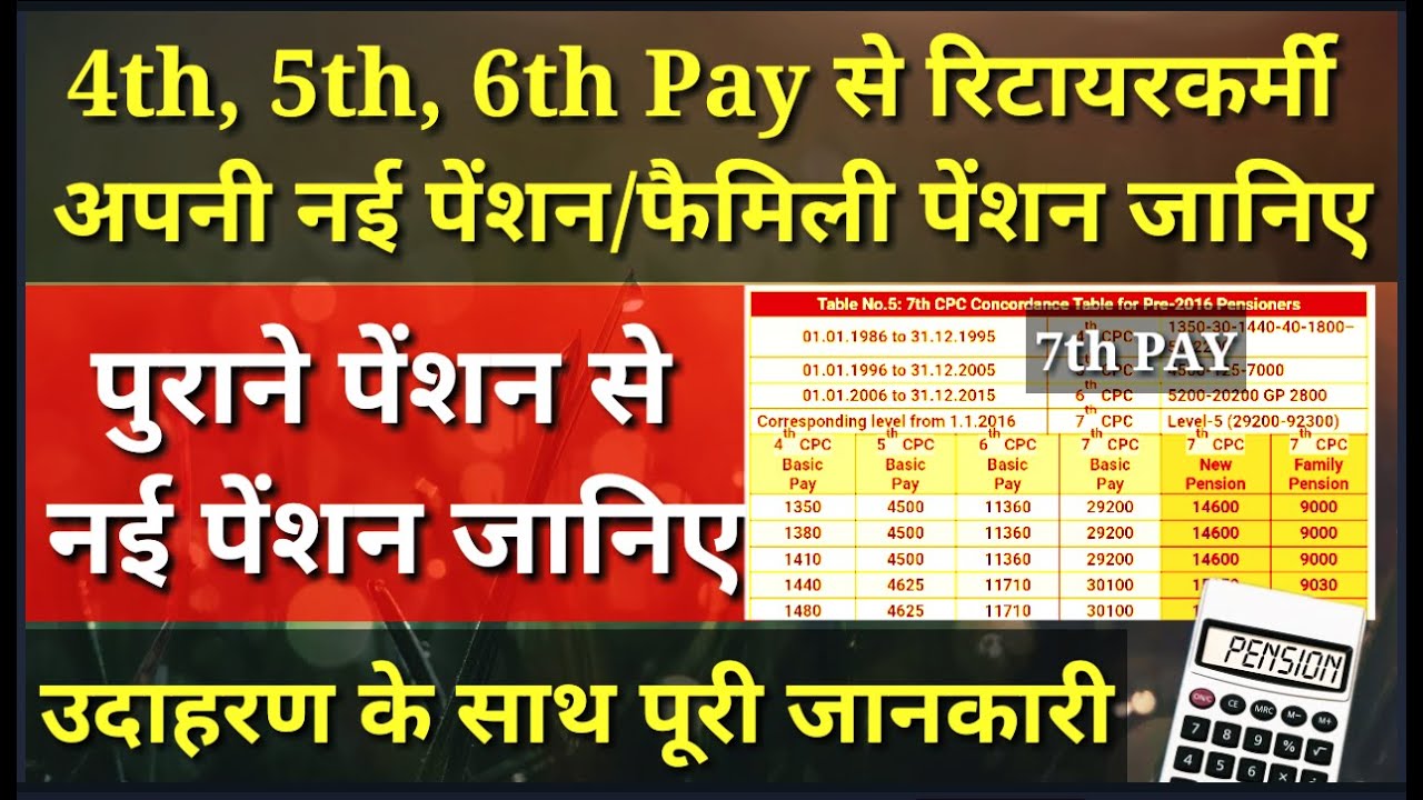 सातवे वेतन के हिसाब से इतनी पेंशन मिलेगी , 2019 तक के रिटायरकर्मी अपनी नई पेंशन जानिए #pensionernews