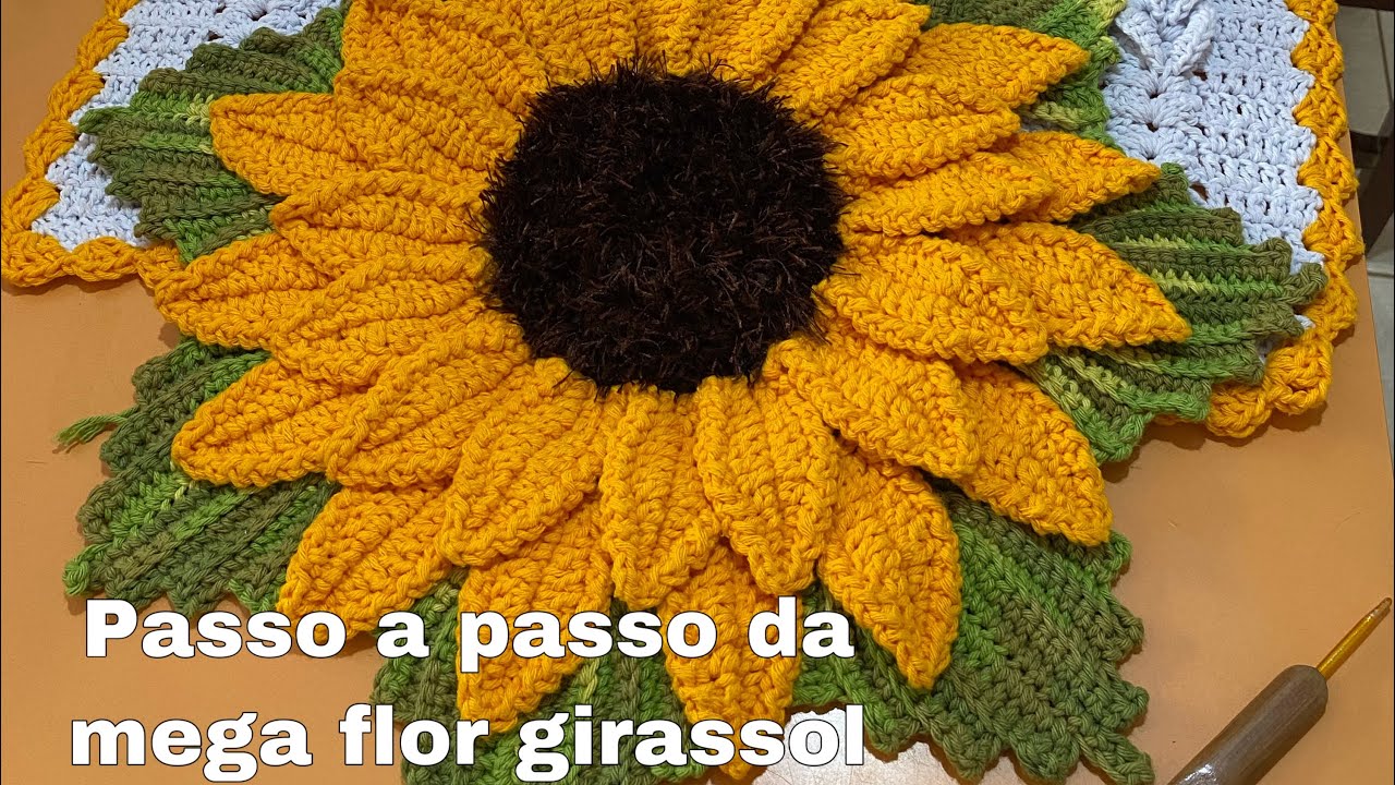 Mega flor girassol em croche #passoapasso @AlanaCardosoArtescrochê