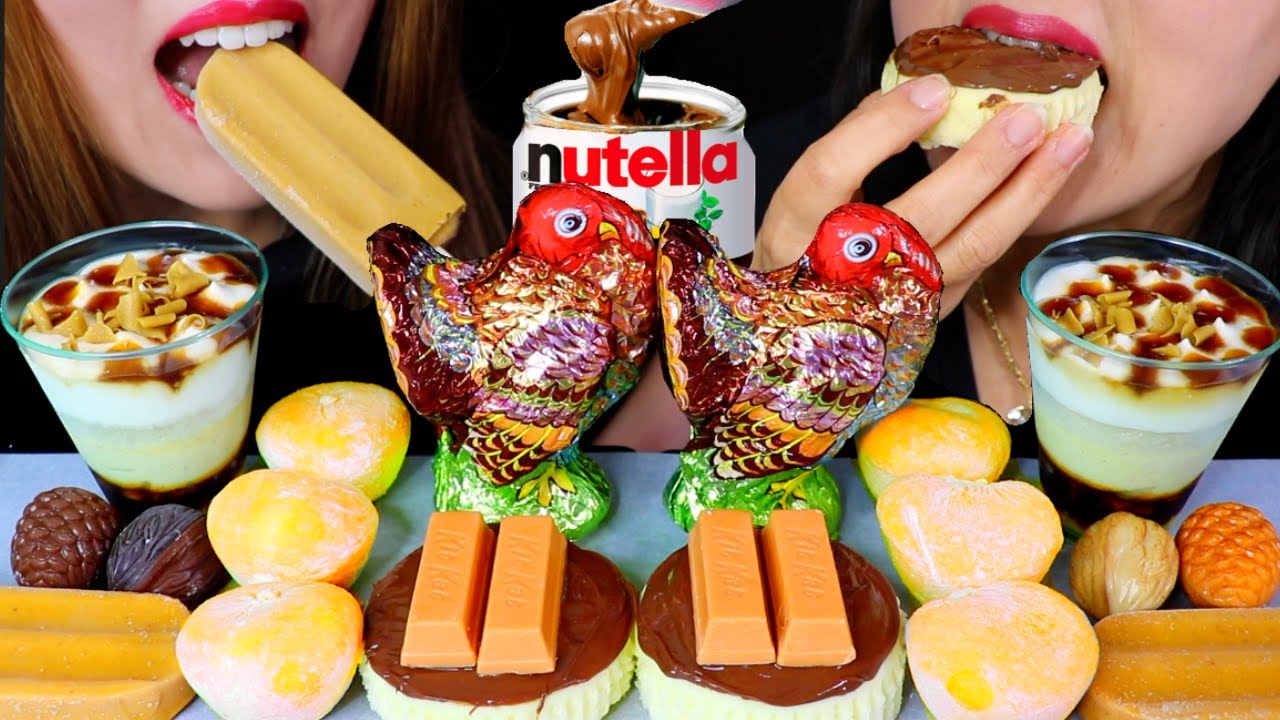 ASMR CHOCOLATE TURKEY, MOCHI ICE CREAM, MOUSSE DESSERT, NUTELLA CHEESECAKE 먹방 | Kim&Liz ASMR