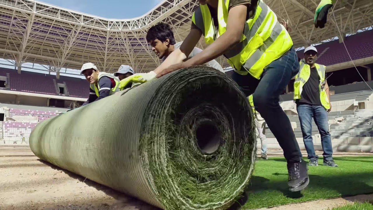 فرش الثيل في ملعب الحبيبية الدولي من شركة مكستو الايطالية في ساعتين - ملاعب العراق