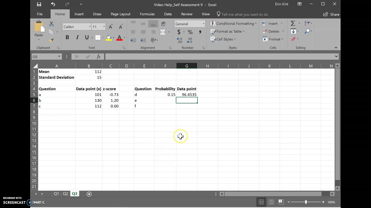 Video Help: NORM.INV Function