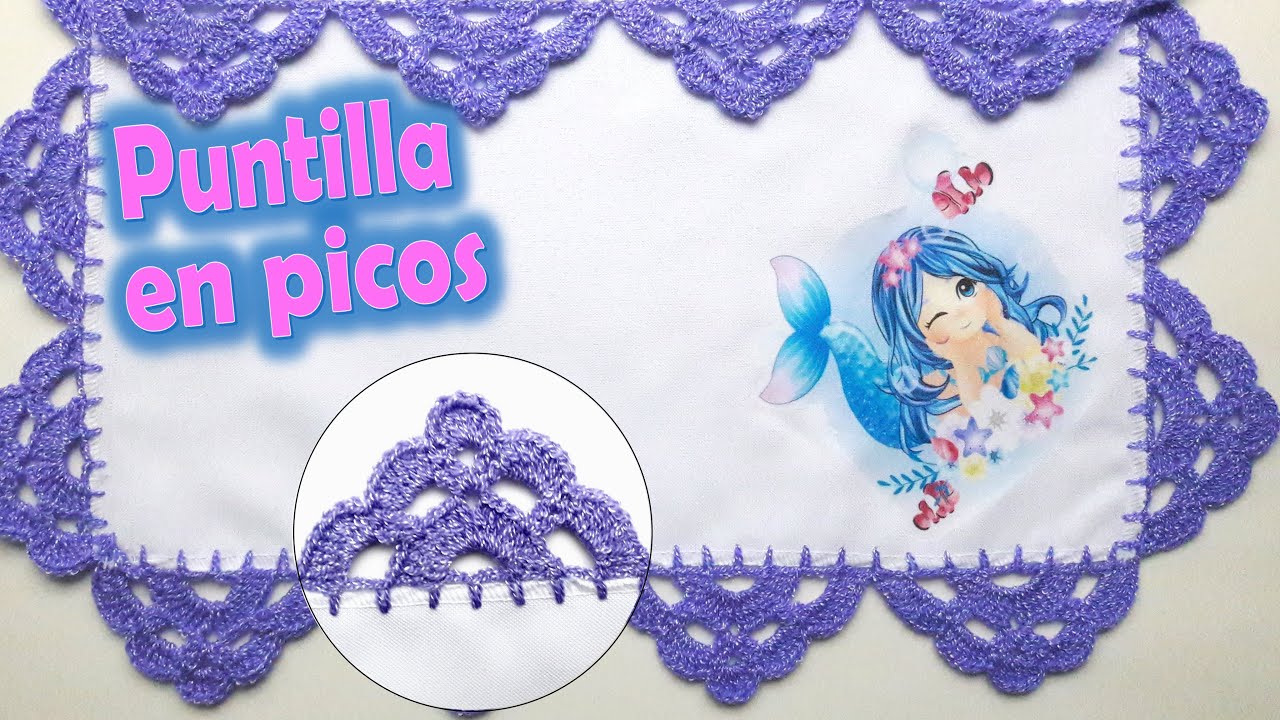 Puntilla morada en pico + Crochet fácil y rápido