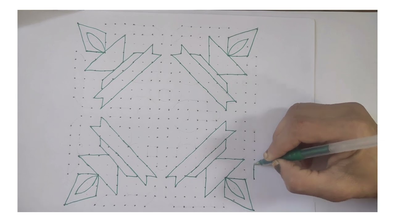Rangoli creative design with colours l 21x1 dots rangoli designs l kolam design l muggulu 🏵️
