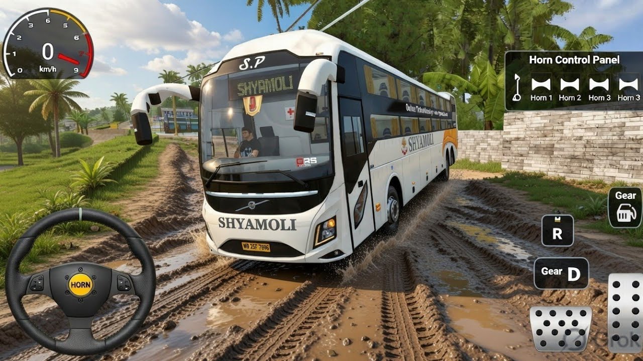 Volvo 9600S Sleeper Coach Bus | Mud Off-Road Map 😱 | Bus simulator Indonesia Gameplay (BUSSID)