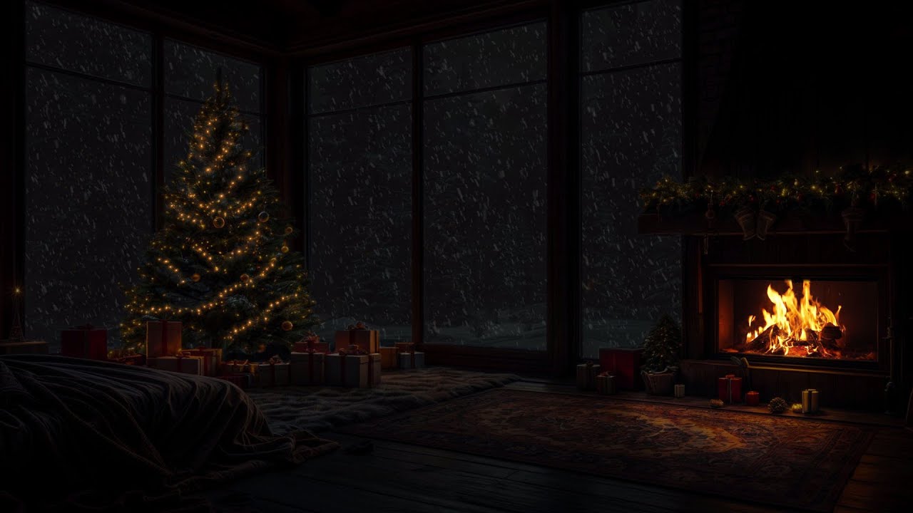 🎄 Drift into Deep Sleep in a COZY WINTER Cottage | Warm Fire, Snow is Falling Outside