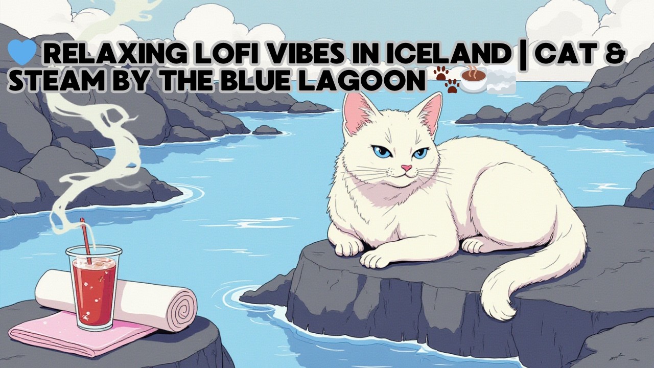 💙 Relaxing Lofi Vibes in Iceland | Cat & Steam by the Blue Lagoon 🐾☕🌫️