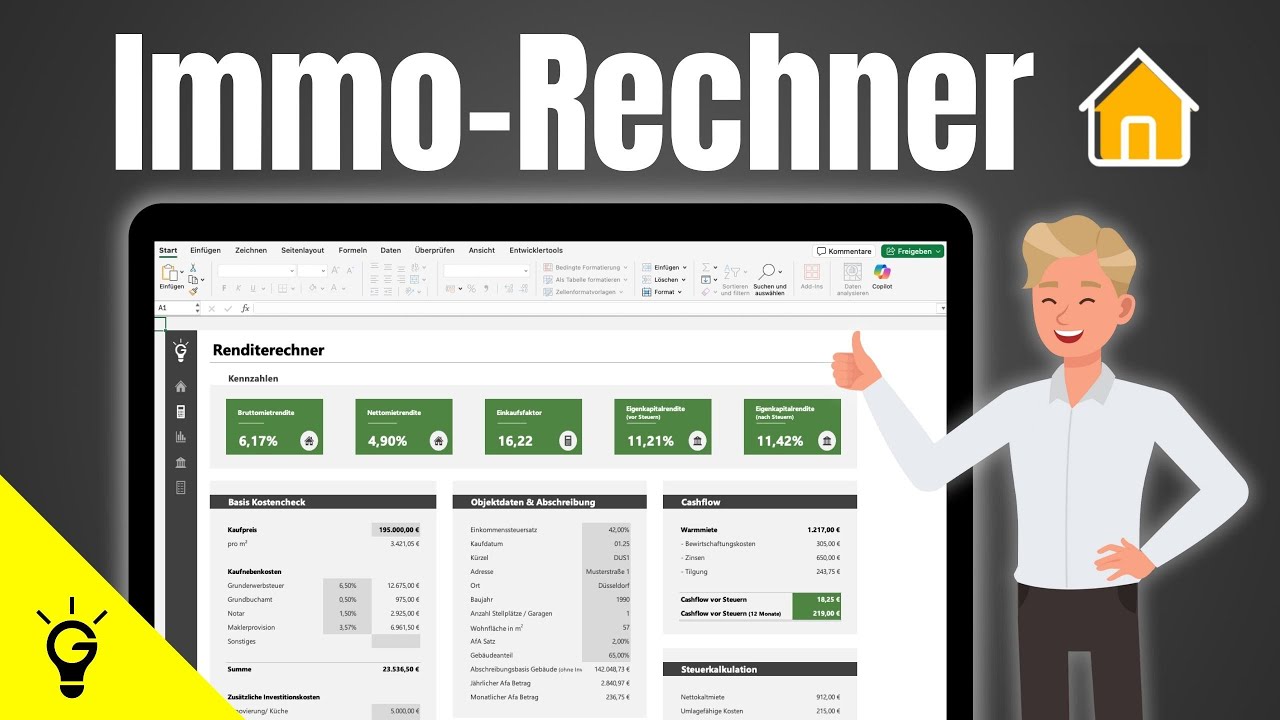 Anleitung: In 15 Minuten Immobilien richtig kalkulieren (Immobilien Excel Tool) 📊 Kalkulationstool
