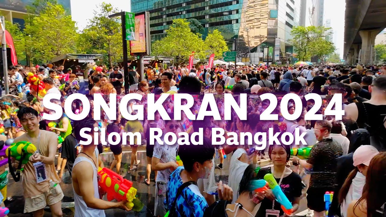 🇹🇭 Songkran 2024  | Thailand New Year - Water Festival in  Silom Road Bangkok