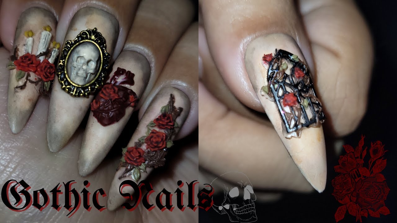 Victorian Gothic Inspired Nails Using 3D Silicone Molds