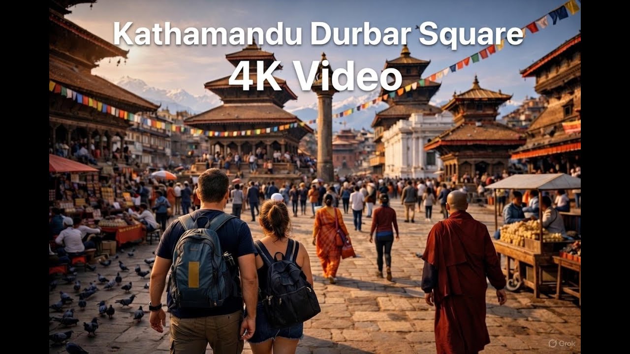 Kathmandu Durbar Square 4K Walking - Ancient Temples, Prayer Flags & Golden Hour Magic in Nepal