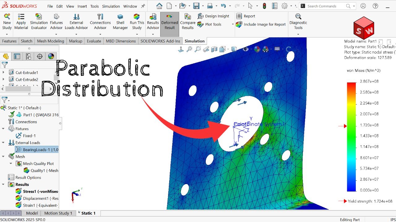 How to Apply Bearing Load and Gravity in Solidworks Simulatoin