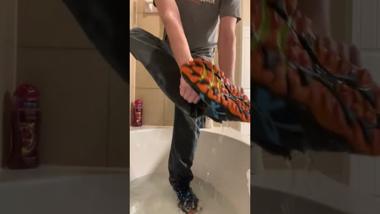 Newer ASICS  . Jeans and t shirt in shower